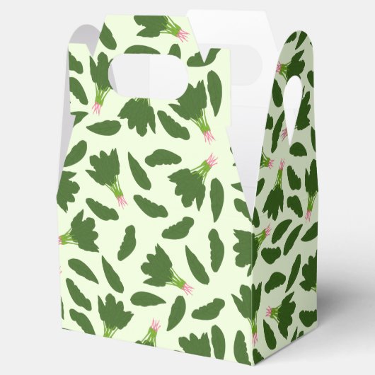 Green Spinach Blätter Muster Geschenkschachtel (Geöffnet)