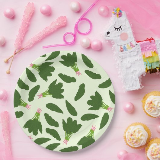 Green Spinach Blätter Muster Pappteller (Party)