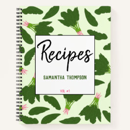 Green Spinach Blätter Muster Rezepte Kochbuch Notizblock