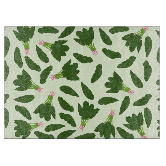 Green Spinach Blätter Muster Schneidebrett (Vorderseite)