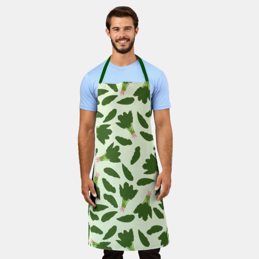 Green Spinach Blätter Muster Schürze (Getragen)