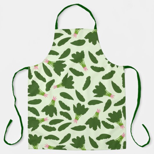 Green Spinach Blätter Muster Schürze (Vorderseite)