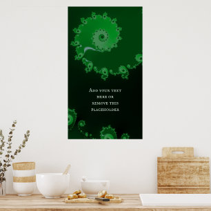 Green Spiral Fraktal Abstrakt mit individuellem An Poster