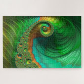 Green Spiral Nautical Wave Holographic Fraktal Art Puzzle (Horizontal)