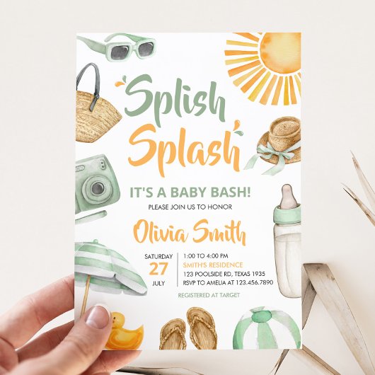 Green Splish Splash Baby Dusche Einladung