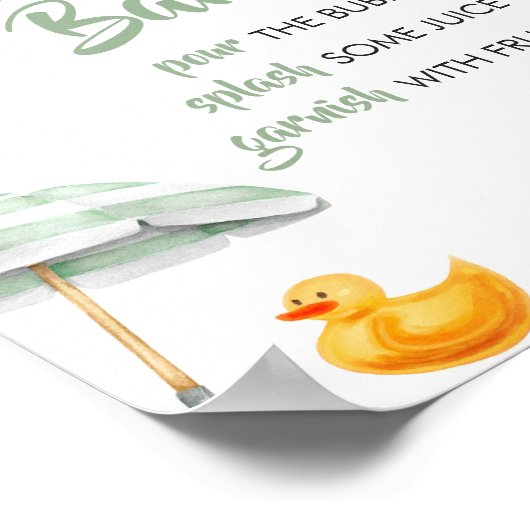 Green Splish Splash Baby Dusche Mama Osa Bar Poster (Ecke)
