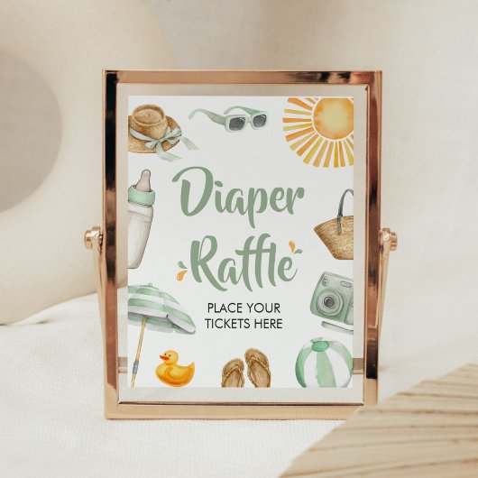 Green Splish Splash Baby Dusche Windel Raffel Poster