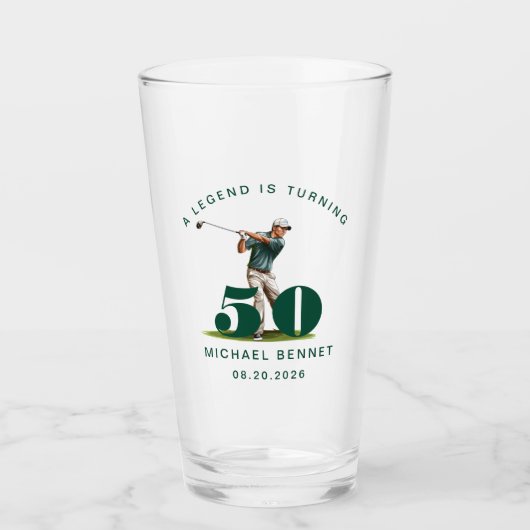 Green Sport Golfer 50th Birthday Glas (Vorderseite)