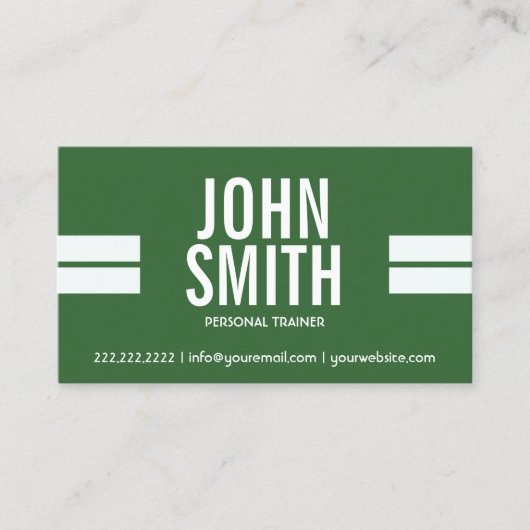 Green Sport Strips Personal Trainer Business Card Visitenkarte (Vorderseite)