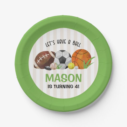 Green Sports Basketball Geburtstagsparty Pappteller (Vorderseite)