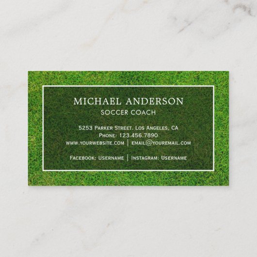 Green Sports Turm Beruflich Soccer Coach Visitenkarte (Rückseite)
