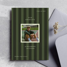 Green Sporty Stripes Graduation Photo