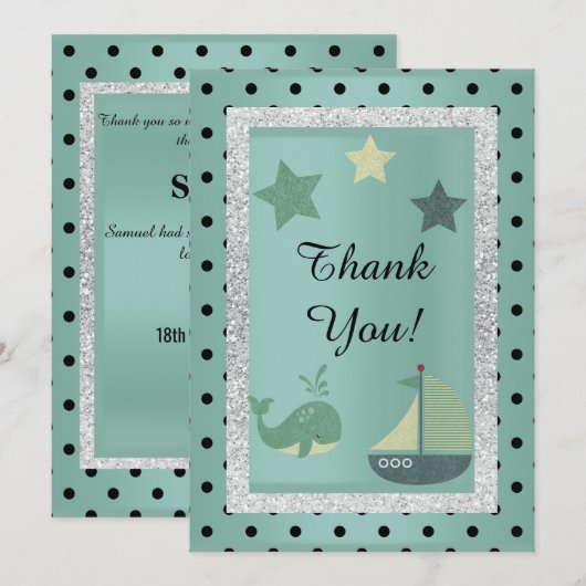 Green Spot zum Thema Nautic Dankeschön Card Einladung (Vorne/Hinten)