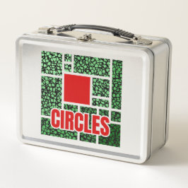 Green Spotted Abstraction with Red Accents Metall Brotdose