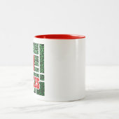 Green Spotted Abstraction with Red Accents Zweifarbige Tasse (Mittel)