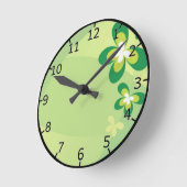 Green Spring Flower Runde Wanduhr (Winkel)