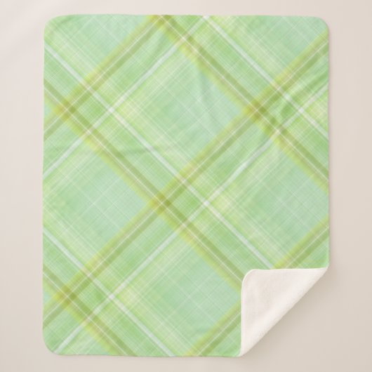 Green Sprout Pastel Green Kariert Sherpadecke (Vorderseite)