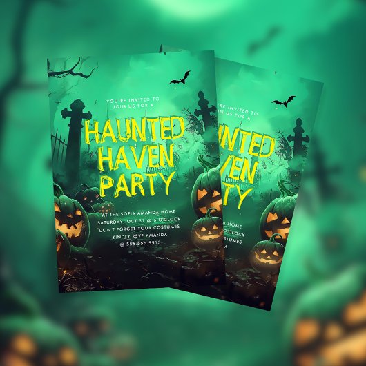 Green Spuk Haven Halloween-Party Einladung