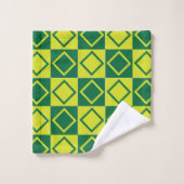 Green Square Diamond Geometric Badhandtuch Set (Waschlappen)