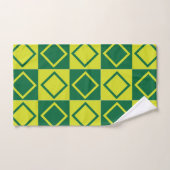 Green Square Diamond Geometric Badhandtuch Set (Handtuch)