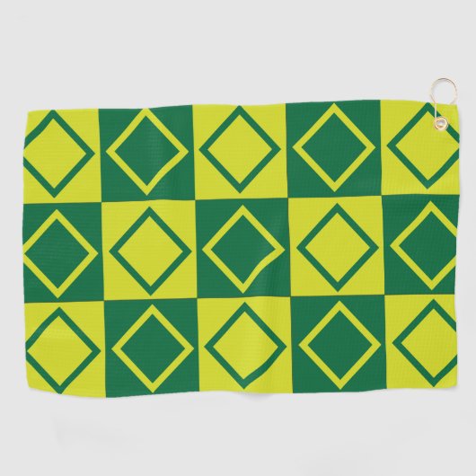 Green Square Diamond Geometric Decorative Golfhandtuch (Horizontal)
