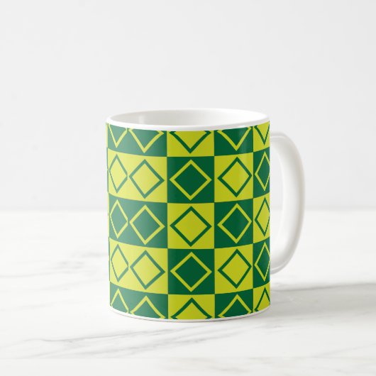 Green Square Diamond Modern Geometric Kaffeetasse (VorderseiteRechts)