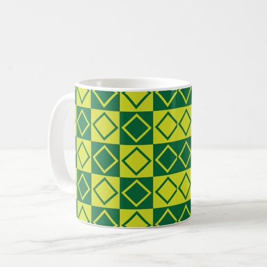 Green Square Diamond Modern Geometric Kaffeetasse (Vorderseite Links)