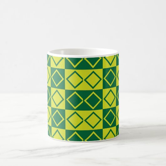 Green Square Diamond Modern Geometric Kaffeetasse (Mittel)