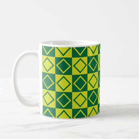 Green Square Diamond Modern Geometric Kaffeetasse (Links)