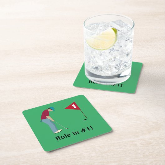 Green Square Golf Themed Rechteckiger Pappuntersetzer (Vor Ort)