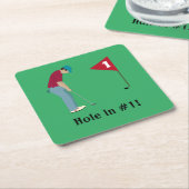 Green Square Golf Themed Rechteckiger Pappuntersetzer (angewinkelt)