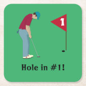 Green Square Golf Themed Rechteckiger Pappuntersetzer (Vorderseite)