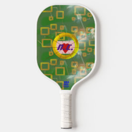 Green Squares Geometric Pickleball Paddle