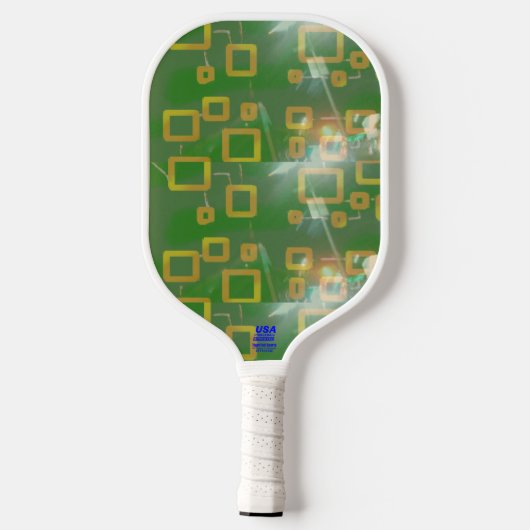 Green Squares Geometric Pickleball Paddle (Rückseite)