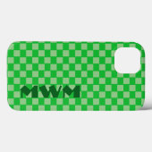 Green Squares Monogram Handy Case (Rückseite (Horizontal))