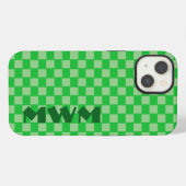 Green Squares Monogram Handy Case iPhone Hülle (Rückseite (Horizontal))