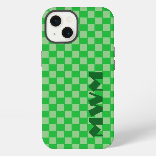Green Squares Monogram Handy Case iPhone Hülle (Rückseite)
