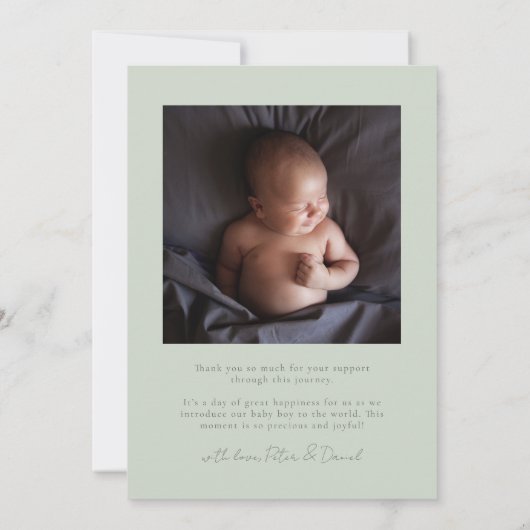 Green Squiggly Frame Birth Announcement Foto Ankündigung (Rückseite)