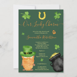 Green St Patrick Aquarell Babydusche per Post Einladung