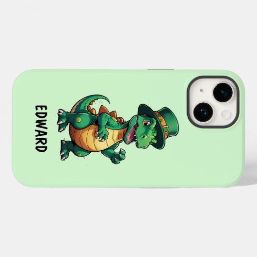 Green St Patrick's Day Dinosaurier Case-Mate iPhone Hülle (Rückseite (Horizontal))