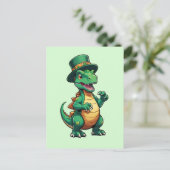 Green St Patrick's Day Dinosaurier Postkarte (Stehend Vorderseite)