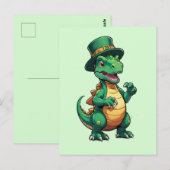 Green St Patrick's Day Dinosaurier Postkarte (Vorne/Hinten)