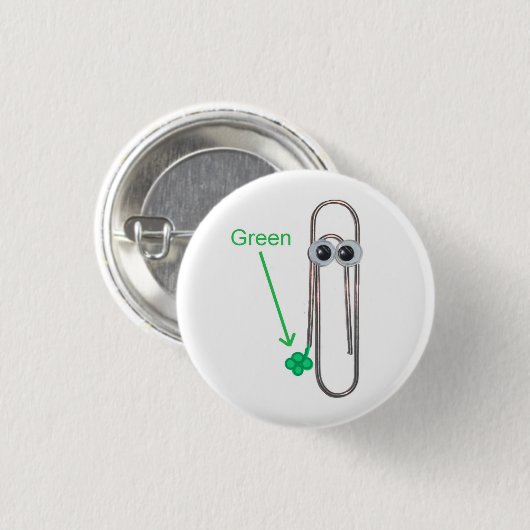 Green St. Patrick's Day Funny Paperclip Button (Vorne & Hinten)