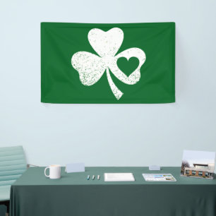 Green St Patricks Day Irish Patty's Heart Kleeblat Banner