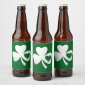 Green St Patricks Day Irish Patty's Heart Kleeblat Bierflaschenetikett (Flaschen)