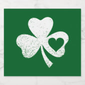 Green St Patricks Day Irish Patty's Heart Kleeblat Bierflaschenetikett (Einzelnes Label)