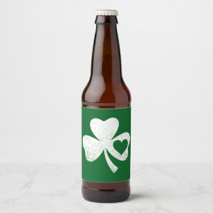 Green St Patricks Day Irish Patty's Heart Kleeblat Bierflaschenetikett