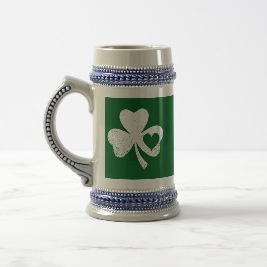 Green St Patricks Day Irish Patty's Heart Kleeblat Bierglas (Links)