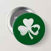 Green St Patricks Day Irish Patty's Heart Kleeblat Button (Vorne & Hinten)