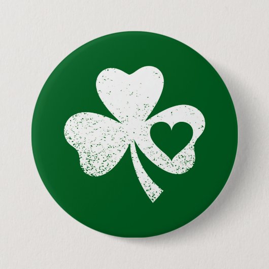Green St Patricks Day Irish Patty's Heart Kleeblat Button (Vorderseite)